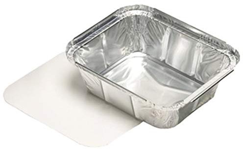 Papstar 14501 Coupelle rectangulaire en aluminium, avec couvercle, 500 ml