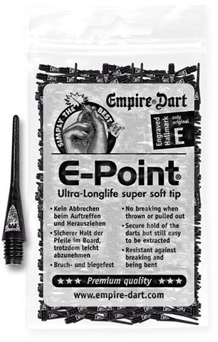 Empire Dart Softdartspitzen, E-Point, 2BA, lang, schwarz, 500 Stück, 20010
