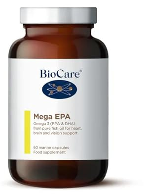 BioCare Mega EPA, 60 Capsules | Pure Fish Oil with Omega-3 Fatty Acids, EPA & DHA, Marine Capsules for Heart, Brain & Vision Support