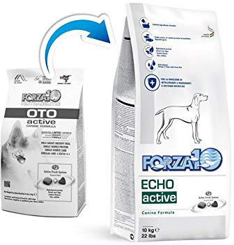 Forza 10 Dog Echo Active, Supporto nutrizionale per la riduzione di intolleranze a ingredienti e sostanze nutritive, 10 Kg