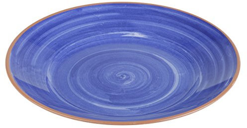 APS 84161 Tablett/Teller LA VIDA, Ø 32 cm, Höhe 3,5 cm, Melamin, blau/Terrakottaoptik