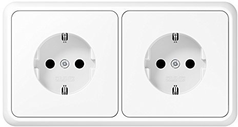 JUNG Komplettset CD 500: 2x Steckdose CD1520 WW + 1x Abdeckrahmen 2fach CD582 WW Alpinweiß