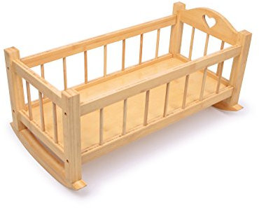 Gamez Galore Natural Nature Solid Wooden Dolls Rocking Cradle Crib Cot Bed