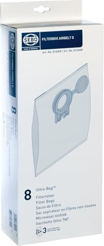 Sebo Airbelt Series D1, D4, & D4 Premium Canister Vacuum Filter Bags 8 Pk Genuine Part # 8120AM, 8120ER