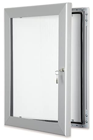 Silberne, verschließbare Werbevitrine für den Außenbereich, silber, A3