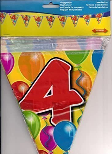 10m Girlande Zahl 4 Geburtstag Jubiläum Wimpelkette