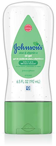 Johnson & Johnson 003296 Baby Gel Oil with Aloe & Vitamin E, 6.5 Ounces | Mineral Oil Enriched, Moisturizing Baby Massage Oil, Dry Skin Relief for Kids & Adults, Gentle on Delicate Skin