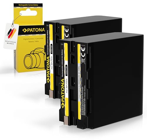 PATONA 2X NP-F970 Akku 6600mAh Ersatzakku kompatibel mit Sony Camcorder, LED Indikatoren Beleuchtung Videoleuchte, Kamera Monitore, Battery NP-F550 NP-750 NP-F950 NPF970 NP F970