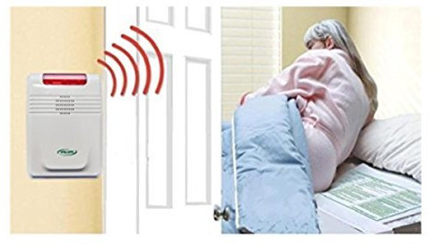 Wireless bed exit alarm with long term bed sensor pad (no alarm in patient's room.
