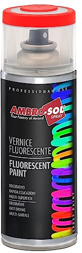 AMBRO-SOL Pintura Imprimación en Spray esmalte, color Rojo Fluorescente, RAL 3005, el embalaje puede variar, 400 ml