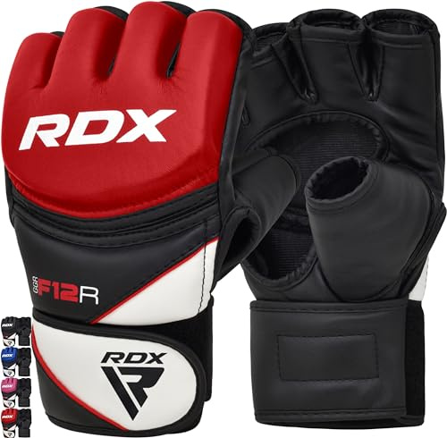 RDX MMA Trainingshandschuhe, Maya Hide Leder, Handschuhe für Boxen, Grappling, Sparring, belüftet, offene Handfläche, Handgelenkschutz, Kickboxing, Muay Thai, Kampfsport, Kampfsport, Herren und Damen