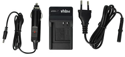 vhbw Ladegerät kompatibel mit Panasonic DMW-BCD10, CGA-S007E, CGA-S007 Kamera Camcorder/Akku - Ladeschale, Kfz-Adapter, Ladeanzeige, 4,2 V