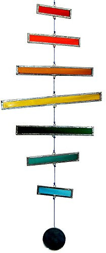 HAB & GUT -HA011- Windspiel BUNT, Glasstreifen, 43 cm, Mobile für Dekoration Terrasse und Balkon