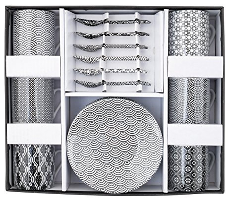 Tokyo Design Studio Nippon Noir Set à Expresso, Noir/Blanc, Set de 18