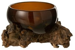 VASE AUF FUß Gamal Holz/RECYCELTES Glas NATURELL/BRAUN SMALL