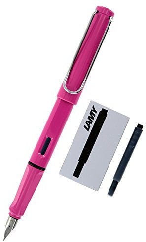 Lamy Safari Fountain Pen (M) & 5 Black Ink Cartridges (Yellow)
