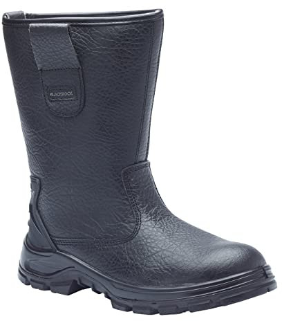 Blackrock S1-P SRC Safety Rigger Work Boots, Mens Womens Steel Toe Cap Black Leather, Working Boots, Safety Shoes, Protective Midsole, Gardening, Work & Utility Footwear, Construction - Size 7