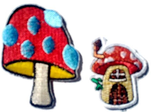 b2see Pilz Aufbügler Set Bügelbild Aufnäher Iron on Patches Applikation für Kinder Kleidung 2 STK