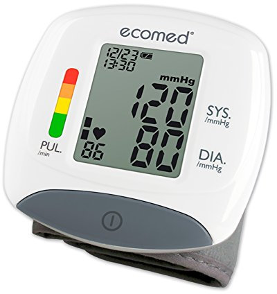 Ecomed Accurate Wrist Blood Pressure Measurement Monitor for Home Use, Heartbeat Arrhythmia Detector - Based on World Health Organisation Guidelines, 60 Memories, Certified Medical Device, Storage Bag