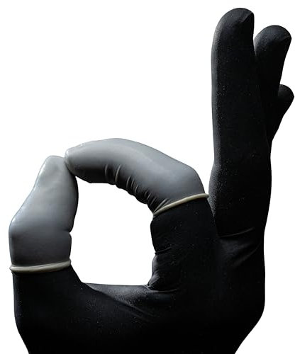 AMPRI Latex Fingerlinge, 100 Stk im Beutel, Größe S, Size 2, Med-Comfort: gerollter Fingerschutz aus Latex in den Größen S, M, L, XL erhältlich