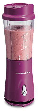 Hamilton Beach 51101BA Blender mit Reisedeckel, Schwarz 1 Glas Single-Serve Blender himbeere