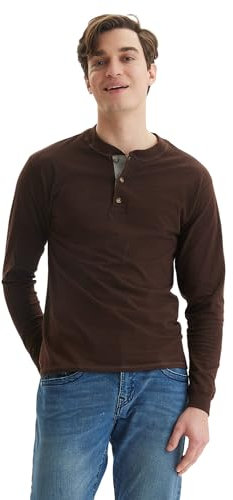 Hanes Men`s Beefy-T Long-Sleeve Henley, M, Dark Truffle