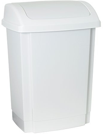 Plast Team Mülleimer mit Schwingdeckel, Polypropylen, Weiß, Einheitsgröße