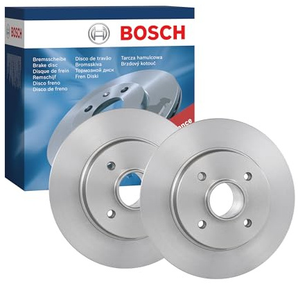 Bosch BD1245 Brake Disc Set - 268 mm - Rear Axle - 1 Set of 2 Discs | Vented High-Carbon Discs - ECE-R90 Certified - Great Cooling and Noise Suppression, Advanced Corrosion protected