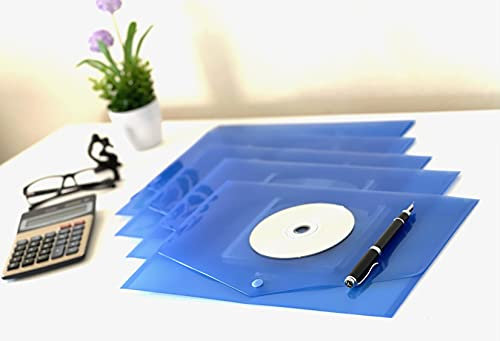 50x Rexel Ice Dokumententasche mit CD Fach, A4 quer, transparent blau, mit Druckknopf, Aktenhülle, Sichthülle