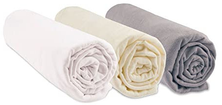 Lot de 3 Draps Housse 60x120 cm Lit Bébé, Berceau, Lit Parapluie 60 x 120 | Coton Bio | Noisette Blanc Écru | Extensible & Respirant | Sommeil sain | Marque Easy Dort | Oeko-Tex | Fabriqué en Europe