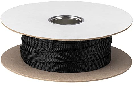 PureMounts PM-SOCKS-20B-50 Universeller Polyester-Kabelschlauch, selbst zusammenziehend mit Klettverschluss, Ø 20mm, Rolle 50m, schwarz