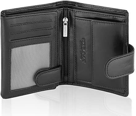 KORUMA RFID Blocker Geldbeutel Männer Opal Geldbörse Herren schwarz Portemonnaie Portmonaise Geldtasche groß Brieftasche Hochformat Herrengeldbeutel Herrenbörse Herrengeldbör 904PBL
