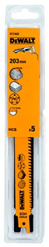 Dewalt DT2402-QZ Reciprocating Blades HCS Wood, 203 mm, Set of 5 Pieces