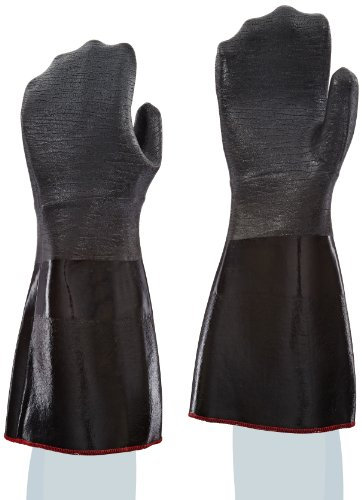San Jamar 6786RMT-XL Neoprene Rubber Fryer Oven Mitt, 432 mm Length, Pair, Black