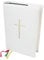 BIBELHÜLLE/GOTTESLOB STECKHÜLLE Weiß mit KREUZ – 19 x 13 cm – Schutzhülle für Gotteslob, Gebetbuch, Bibel – Ideal zur KOMMUNION, Firmung, Kirche – MaMeMi Qualität