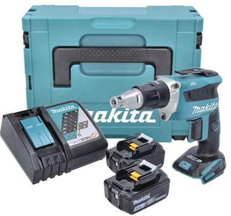 Makita DFS 452 RTJ 18 V Brushless Akku Schnellbauschrauber im Makpac mit Einlage + Ladegerät + 2x 5,0 Ah Akku