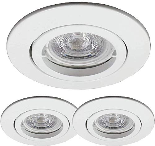 LICHT DISCOUNT LED Einbaustrahler 3er Set | Einbauleuchten 230V weiß 68mm Lochbohrung | Decken-Strahler inkl. 3 W LED (PA-TLW) Leuchtmittel | Deckenspot mit GU10 Fassung | Deckenleuchte schwenkbar