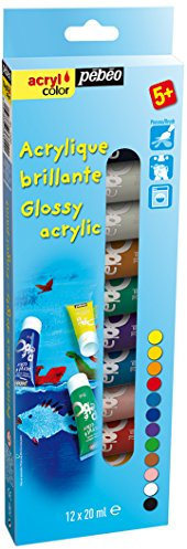 Pébéo Acrylcolor Kit découverte de peinture 12 tubes de 20 ml Assorties
