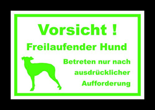 Vorsicht freilaufender bissiger Hund Warnung Schild 20x30 cm wetterfest Grün