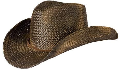 Vintage Style Unisex Cowboy Hat - Distressed Black Straw with Shapeable Brim