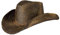 Vintage Style Unisex Cowboy Hat - Distressed Black Straw with Shapeable Brim