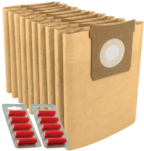 SPARES2GO Strong Dust Bags for Titan 16L 20L 30L 40L Vacuum Cleaners (Pack of 10 + 10 Fresheners)