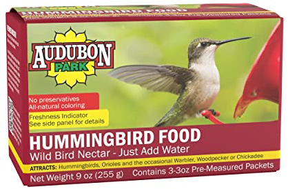 Audubon Park Hummingbird Food Wild Bird Nectar, Hummingbird Food for Outside Feeder, (3) 3-oz. Pre-Measured Packets
