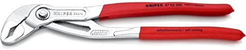 Knipex Cobra Pinza Regolabile di Nuova Generazione per Tubi e Dadi Cromata, Rivestiti in Resina Sintetica Antiscivolo 300 Mm (Confezione Self-Service/Blister) 87 03 300 Sb