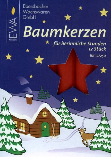 12 Stück Baumkerzen, Wachs, rot, 15 x 125 mm