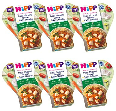 Hipp Biologique Les Petits Gourmets Petits Macaroni Tomates Colin Alaska dès 18 mois - 6 assiettes de 260 g