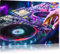 Pixxprint Modern beleuchteter DJ Pult, Größe: 80x60cm, Leinwandbild, fertig gespannt, Wandbild, Dekoration, Kunstdruck, kein Poster