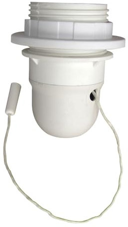 Tibelec 823010 Douille Demi-Filetée avec Interrupteur à Tirette + Bague E27 Blanc