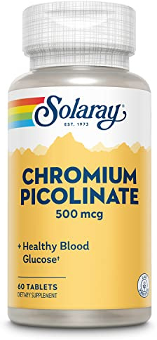 SOLARAY Chromium Picolinate 500 mcg Supplement - Metabolism Support for Men & Women, 500mcg per Serving, Daily Dietary Support - 60 Tablet Count