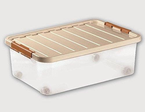 Heidrun 160-6 Clipbox 52x36x18cm mit Deckel 25l mit Deckel, mit 4 Rollen (Farbe zufällig, 1 Stück)